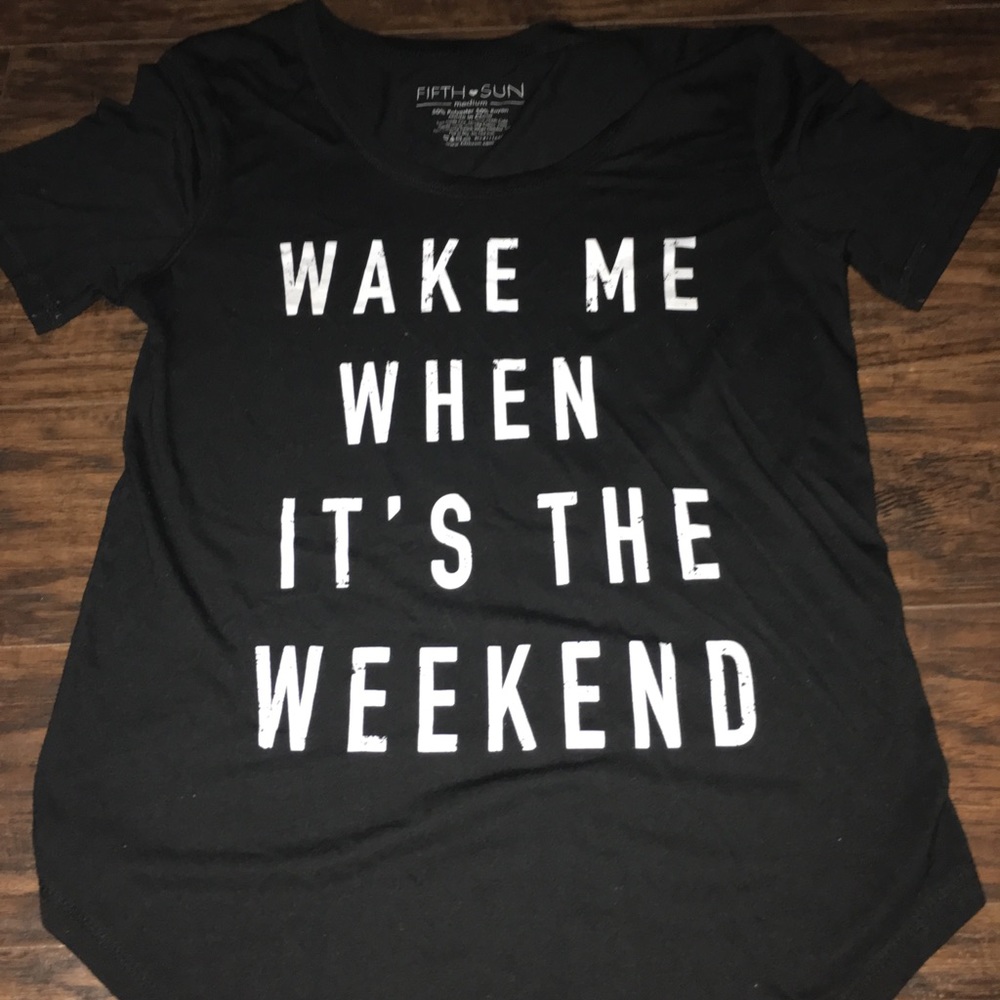 Black tee shirt blouse.